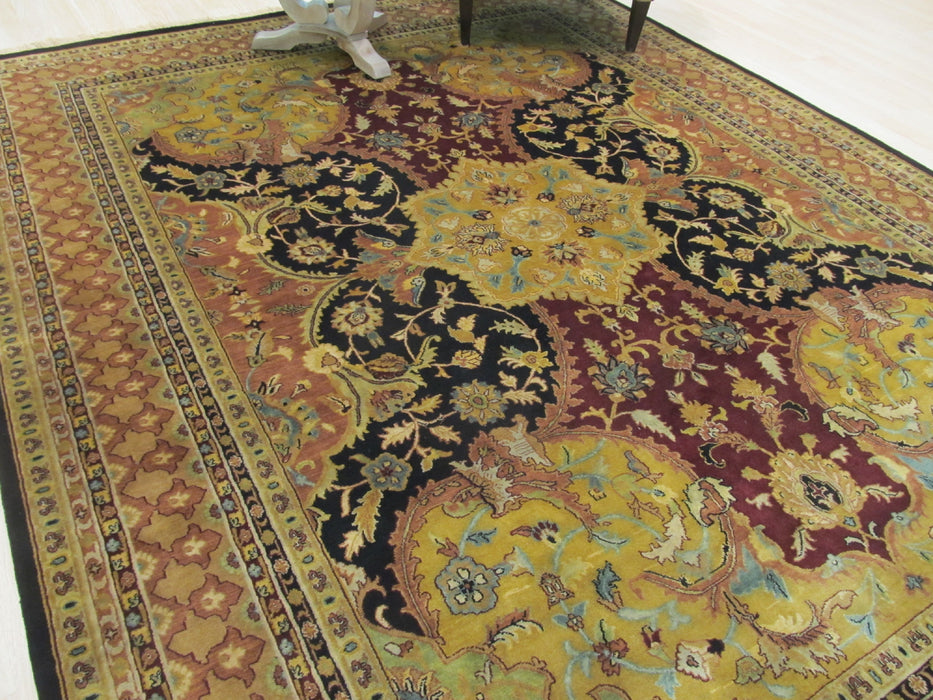 EORC Hand-knotted New Zealand Wool Black Transitional Oriental Polonaise Rug