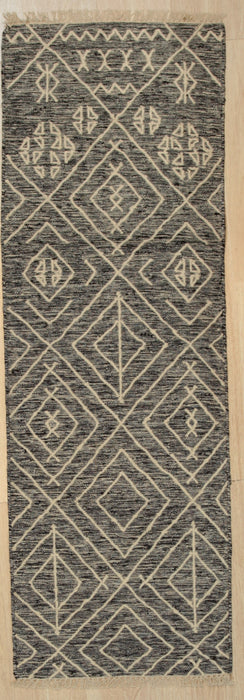EORC Black Handwoven Wool Punja Kilim Rug