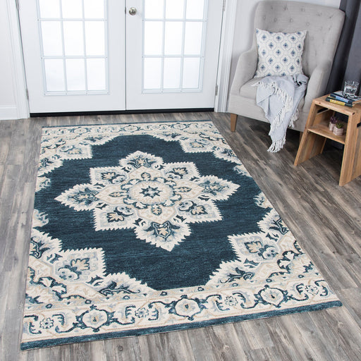 Rizzy Home Resonant RS070B Dark Blue Central Medallion Area Rug