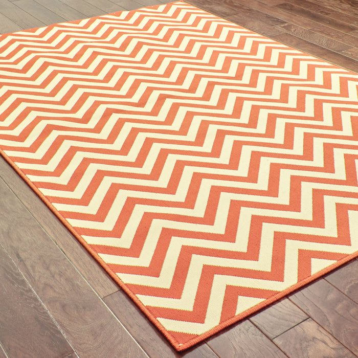 Oriental Weavers Riviera Orange/Ivory Geometric 4593P Area Rug