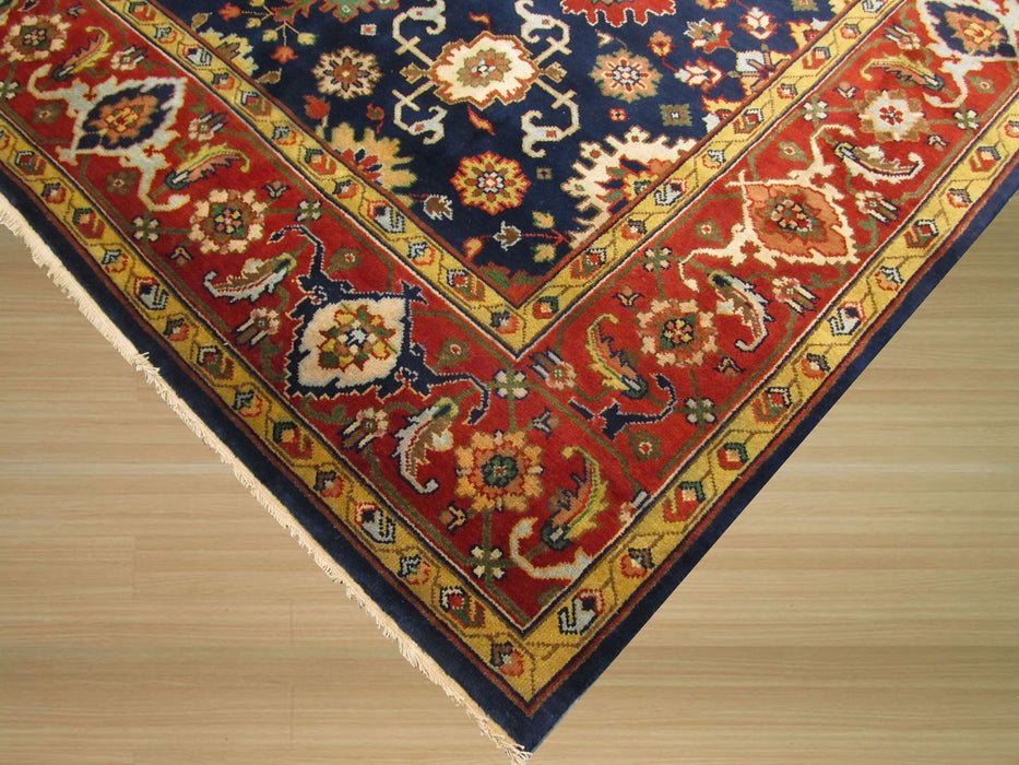 EORC Hand-knotted Wool Navy Traditional Oriental Super Mahal Rug