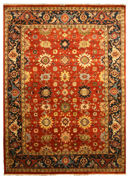 EORC Rust Hand Knotted Wool Super Mahal Rug  Round