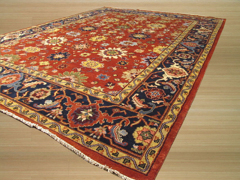 EORC Hand-knotted Wool Rust Traditional Oriental Super Mahal Rug