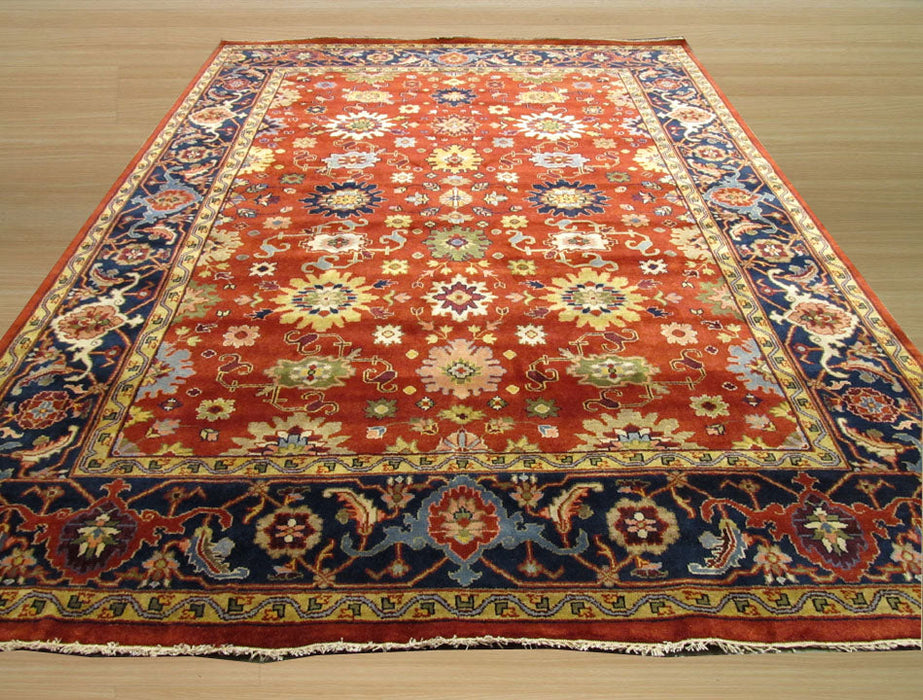 EORC Hand-knotted Wool Rust Traditional Oriental Super Mahal Rug