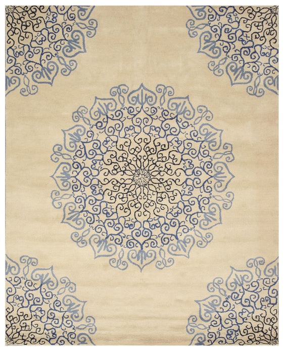 EORC Hand-tufted Wool Blue Transitional Oriental Modern Naiin Rug
