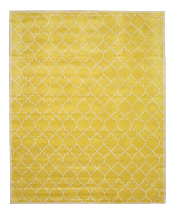 EORC Hand-tufted Wool Yellow Transitional Moroccan Moroccan Rug