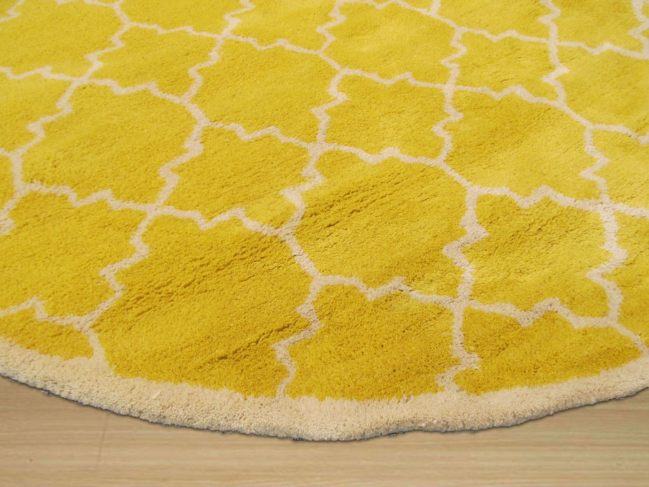 EORC Hand-tufted Wool Yellow Transitional Moroccan Moroccan Rug