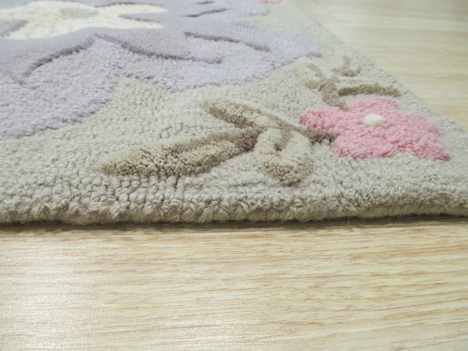 EORC Hand-tufted Wool Gray Transitional Animal Kid's Butterfly Rug