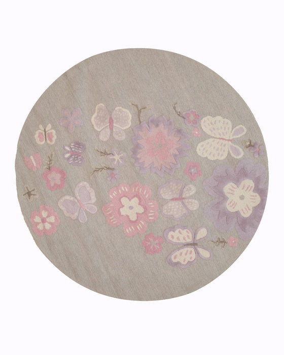 EORC Hand-tufted Wool Gray Transitional Animal Kid's Butterfly Rug
