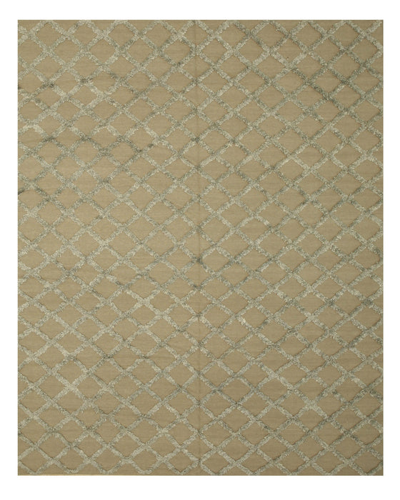 EORC Handwoven Wool & Viscose Camel Transitional Trellis Marakesh Trellis Rug