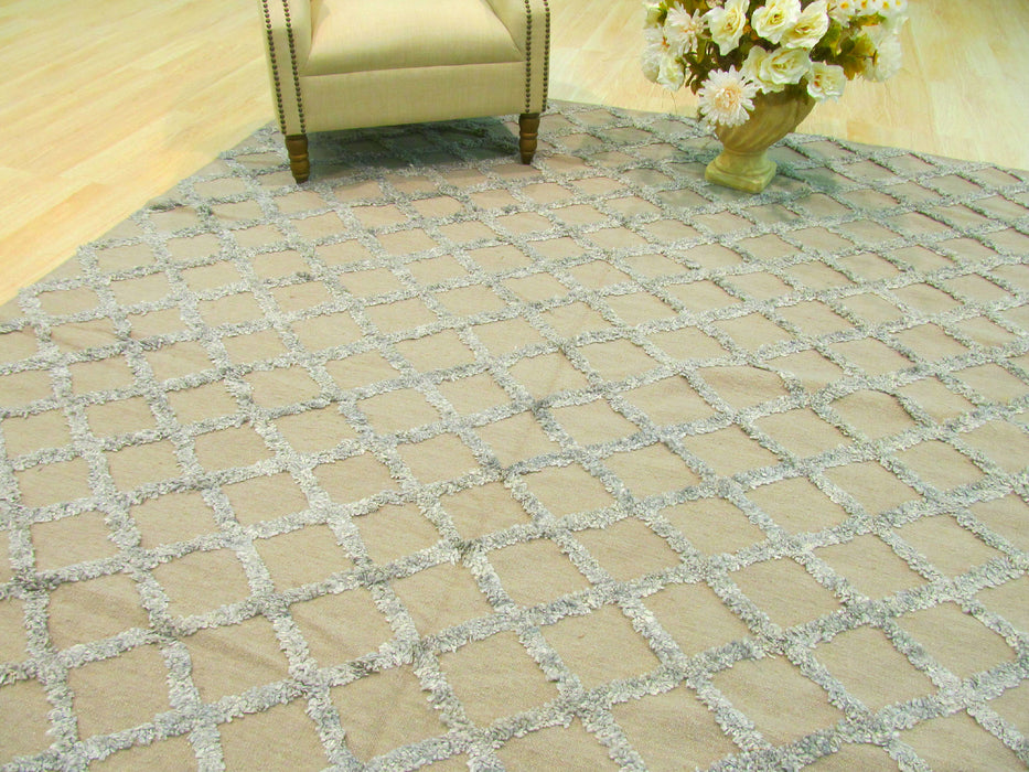 EORC Handwoven Wool & Viscose Camel Transitional Trellis Marakesh Trellis Rug