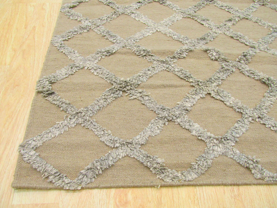 EORC Handwoven Wool & Viscose Camel Transitional Trellis Marakesh Trellis Rug