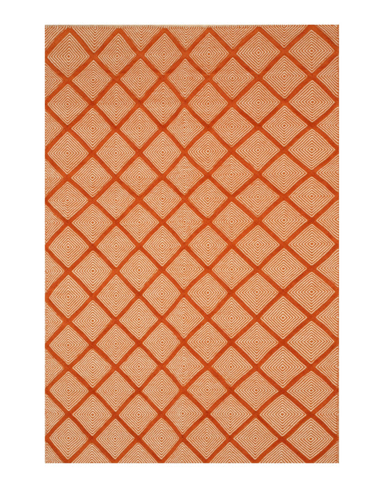 EORC Handmade Wool Orange Transitional Trellis Xavier Rug