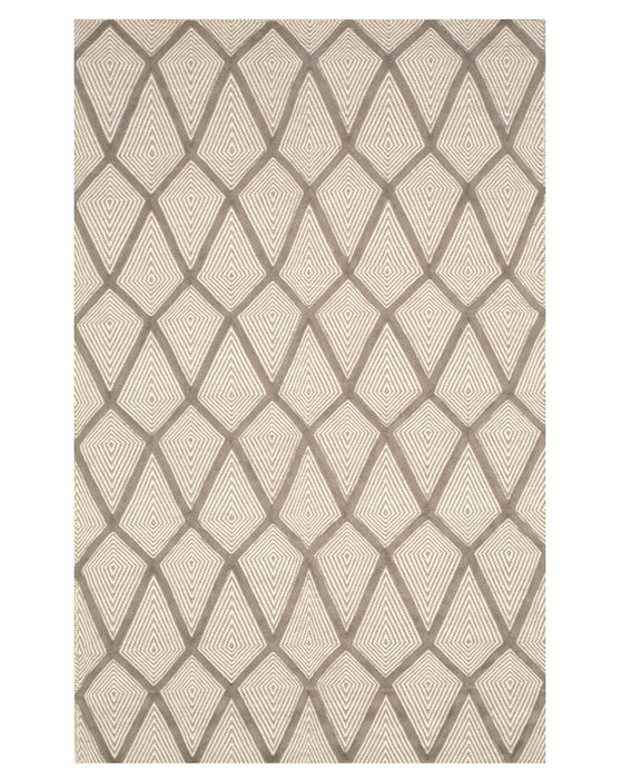 EORC Handmade Wool Gray Transitional Trellis Xavier Rug