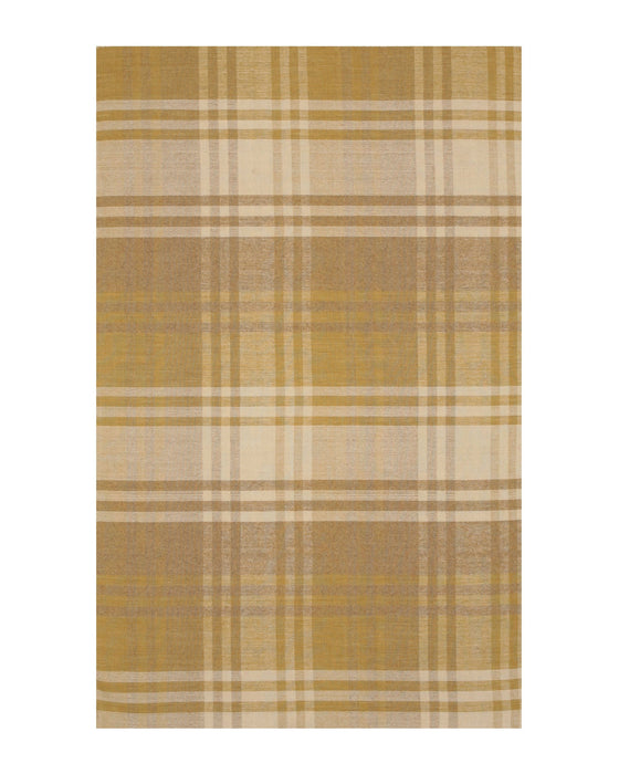 EORC Handmade Wool Yellow Transitional Geometric Plaid Rug