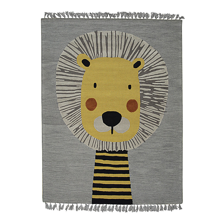 EORC Gray Hand-Tufted Wool Children Tufted Rug