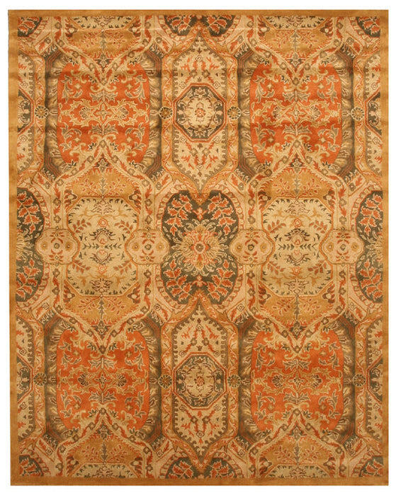 EORC Hand-tufted Wool Gold Transitional Floral Piazza Rug