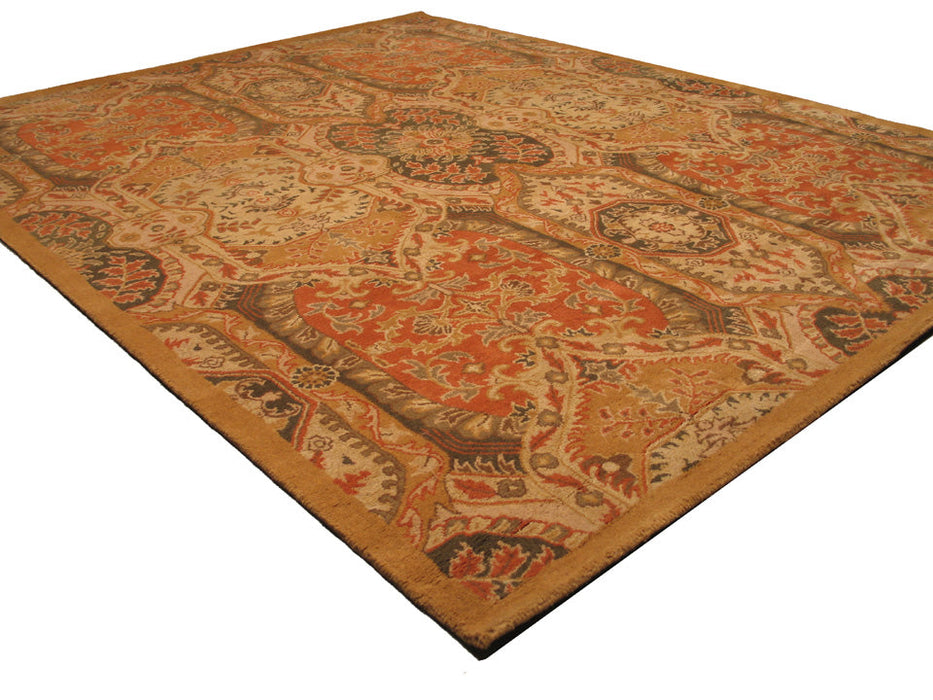 EORC Hand-tufted Wool Gold Transitional Floral Piazza Rug