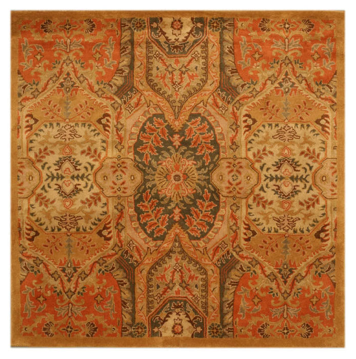 EORC Hand-tufted Wool Gold Transitional Floral Piazza Rug