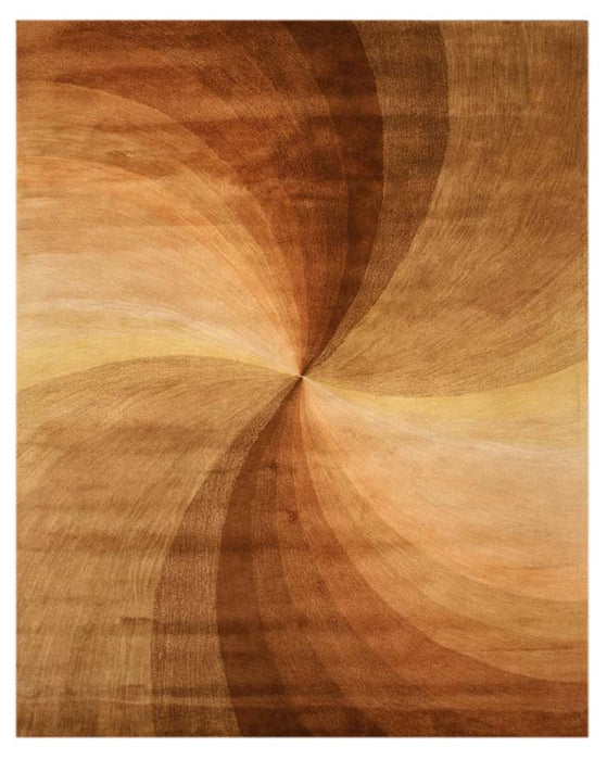 EORC Hand-tufted Wool Brown Contemporary Abstract Swirl Rug