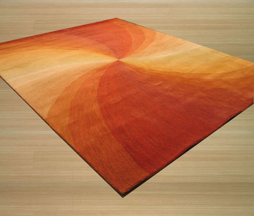 EORC Hand-tufted Wool Orange Contemporary Abstract Swirl Rug