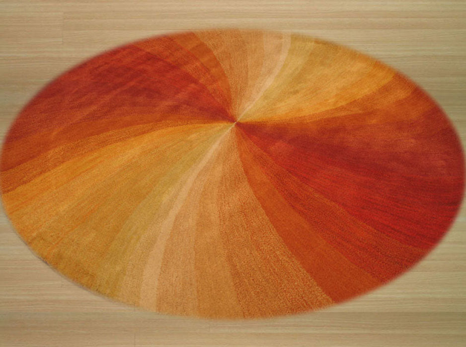 EORC Hand-tufted Wool Orange Contemporary Abstract Swirl Rug