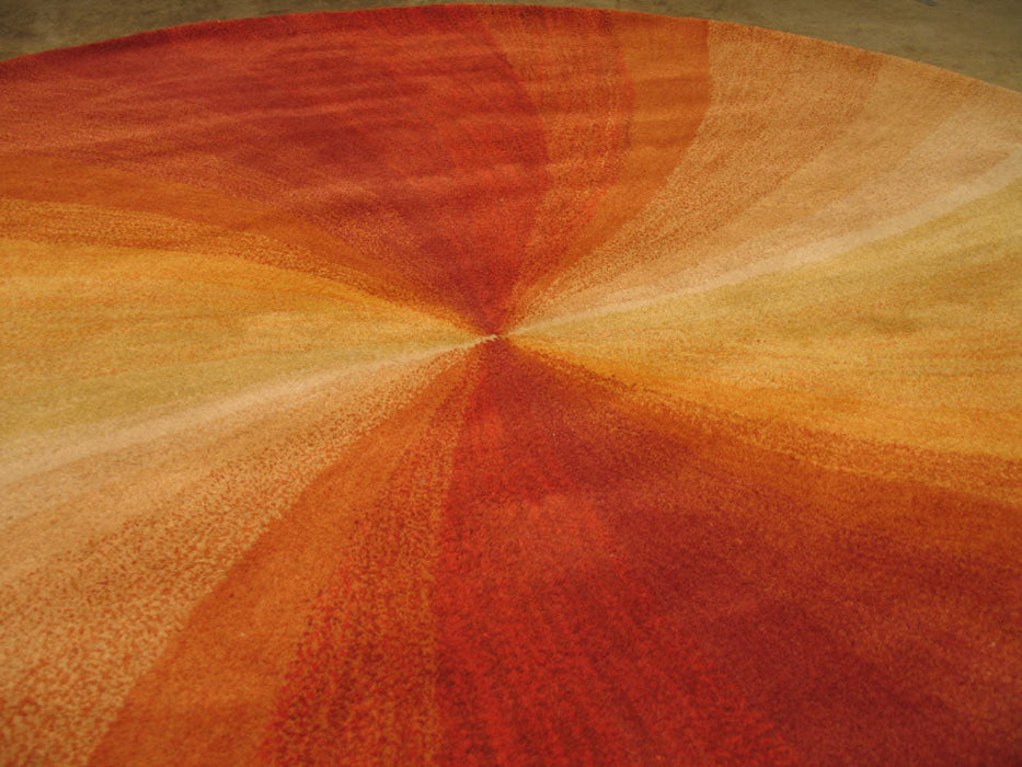 EORC Hand-tufted Wool Orange Contemporary Abstract Swirl Rug