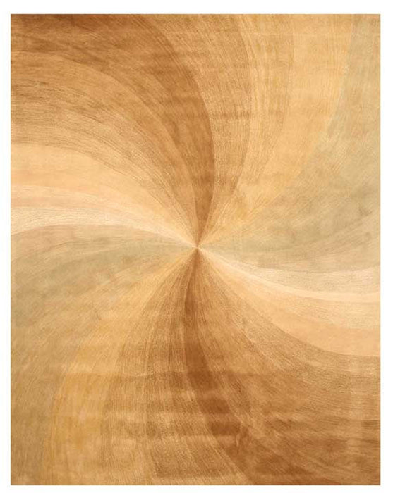 EORC Hand-tufted Wool Gold Contemporary Abstract Swirl Rug