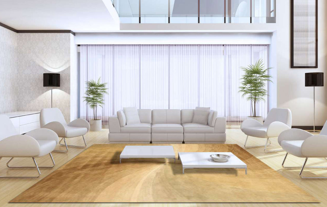 EORC Hand-tufted Wool Gold Contemporary Abstract Swirl Rug