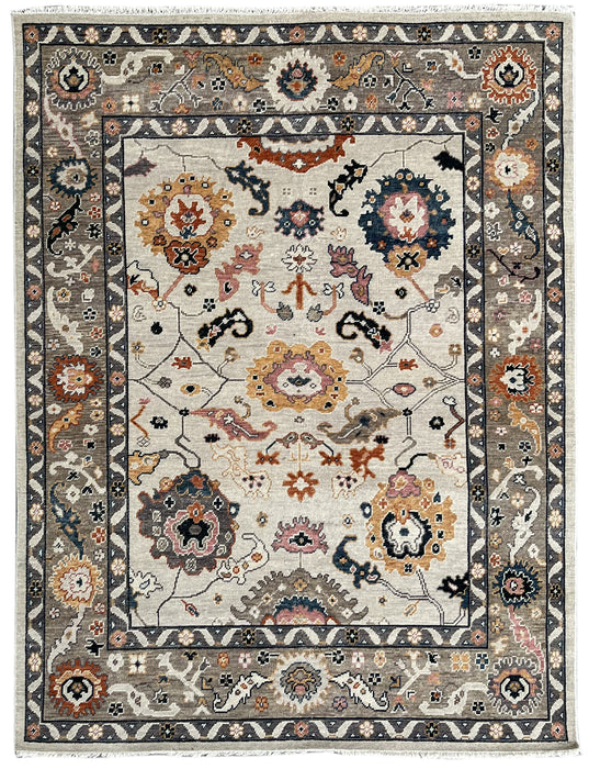 EORC Beige Hand Knotted Wool Oriental Mahal Rug