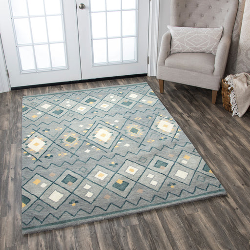 Rizzy Home Tumble Weed Loft TL646A Gray/Blue Tribal Motif Area Rug