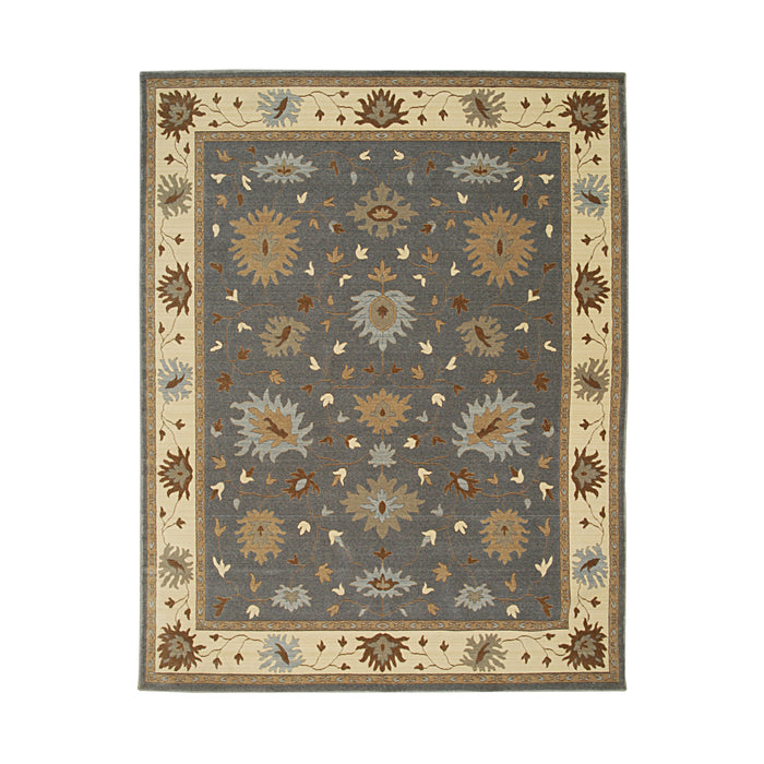 EORC Dark Gray Hand Crafted Wool Oushak Rug