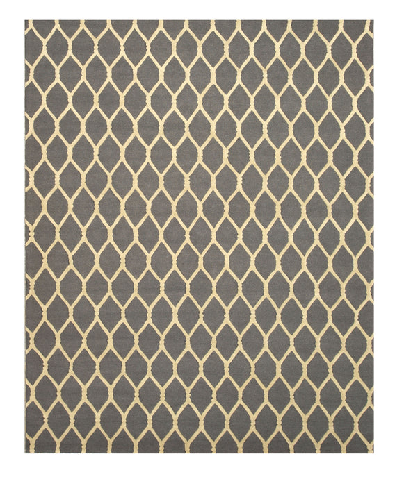EORC Gray Hand-Tufted Wool Chain-Link Rug