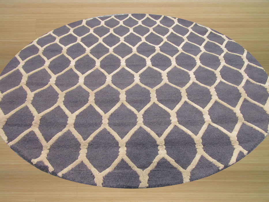 EORC Hand-tufted Wool Charcoal Transitional Geometric Chain-Link Rug