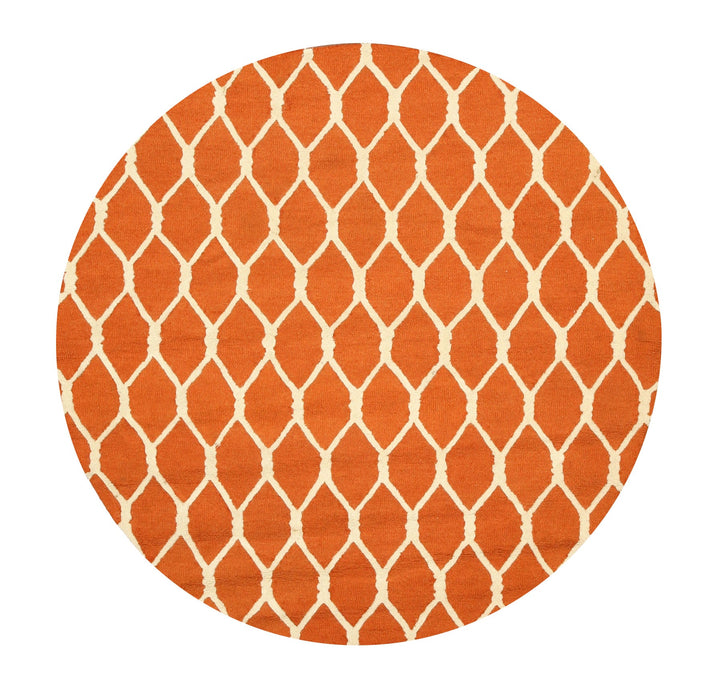 EORC Hand-tufted Wool Orange Transitional Geometric Chain-Link Rug