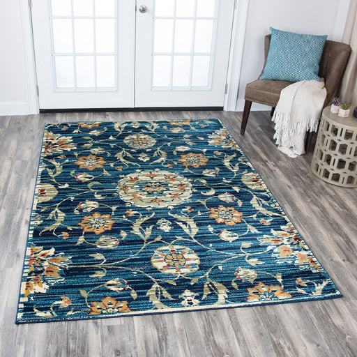 Rizzy Home Xceed XE7034 Dark Blue Floral Distress Area Rug