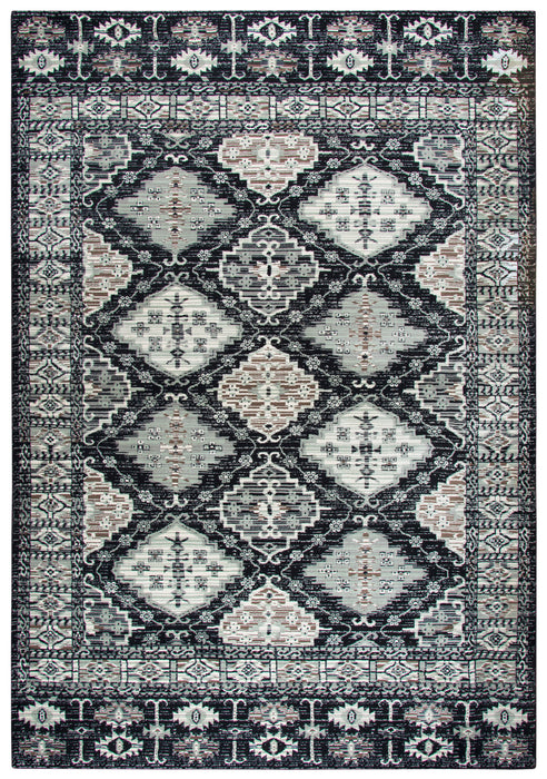 Rizzy Home Zenith ZH7077 Black Motif Disress Area Rug