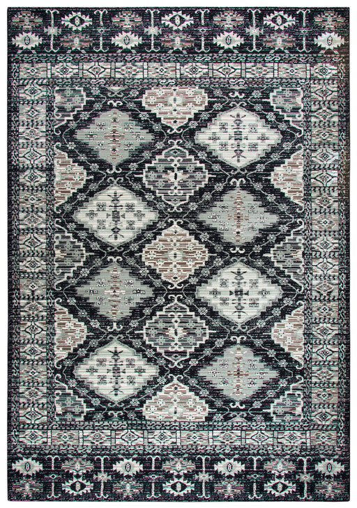 Rizzy Home Zenith ZH7077 Black Motif Disress Area Rug