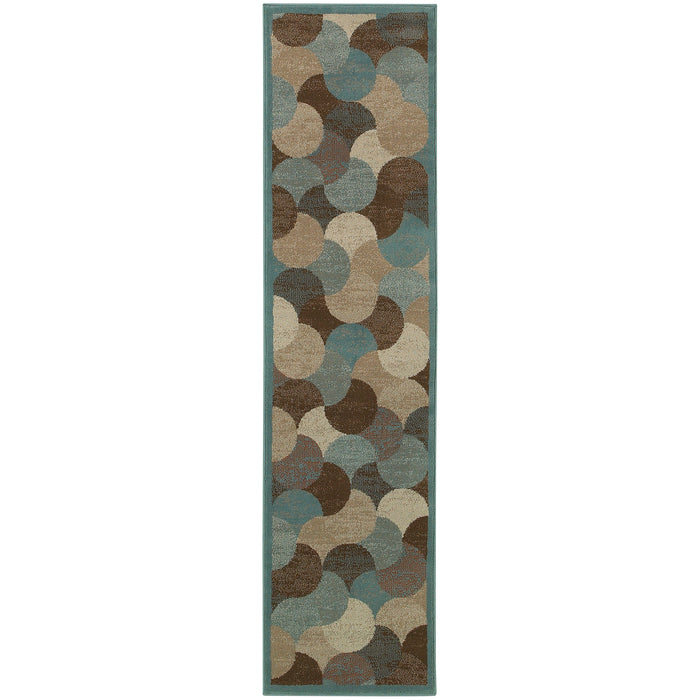 Oriental Weavers Adrienne Beige/Blue Geometric 3729F Area Rug