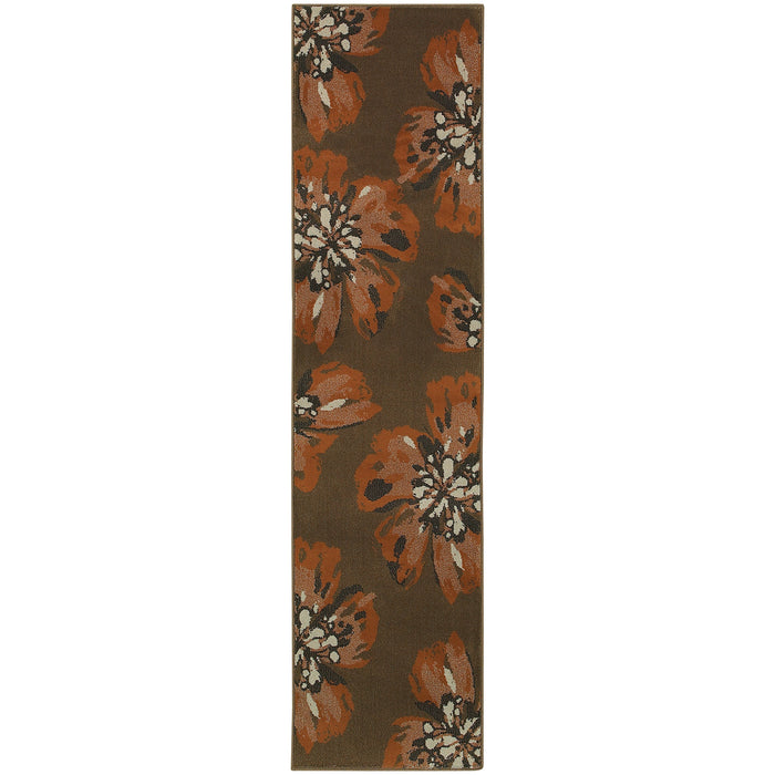 Oriental Weavers Adrienne Brown/Orange Floral 4130C Area Rug