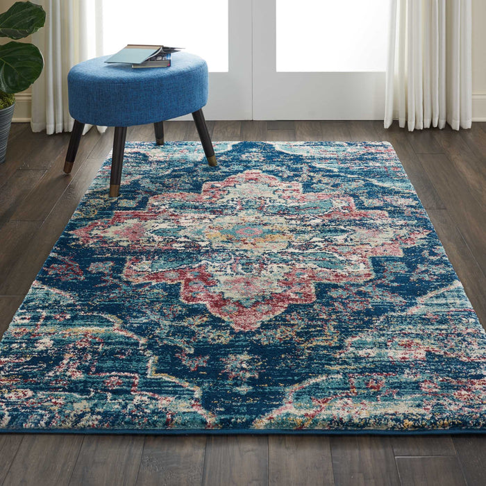 Nourison Fusion FSS13 Navy/Pink Area Rug