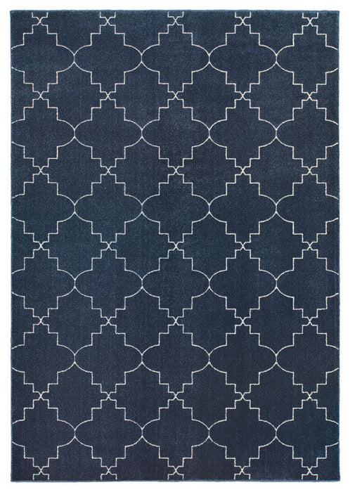 Oriental Weavers Ellerson 5994B Lattice Area Rug, Navy/Ivory, 3'10"x5'5"