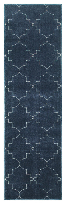 Oriental Weavers Ellerson Navy/Ivory Lattice 5994B Area Rug, Runner 2'3"x7'6"
