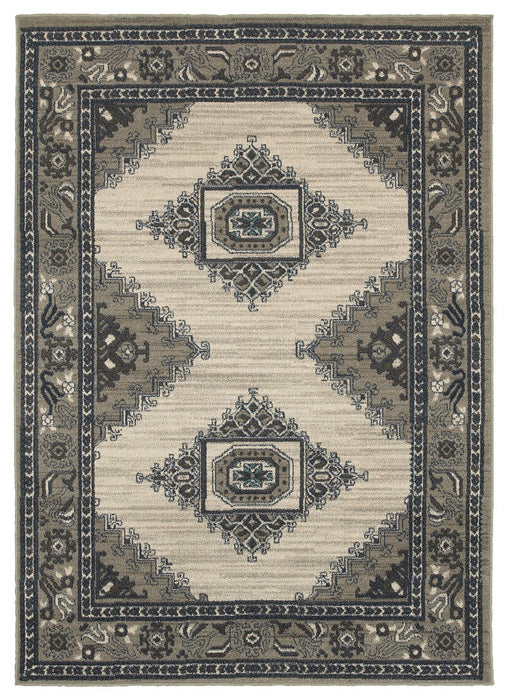 Oriental Weavers Highlands 6658B Medallion Area Rug, Beige/Gray, 9'10"x12'10"