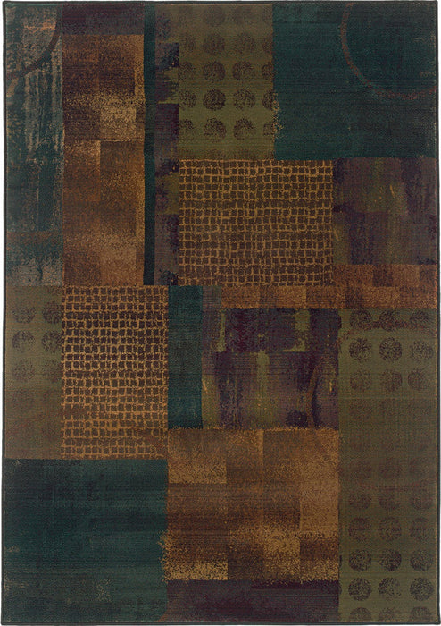 Oriental Weavers Kharma II 703X4 Geometric Area Rug, Blue/Green 2'3"x7'6" Runner