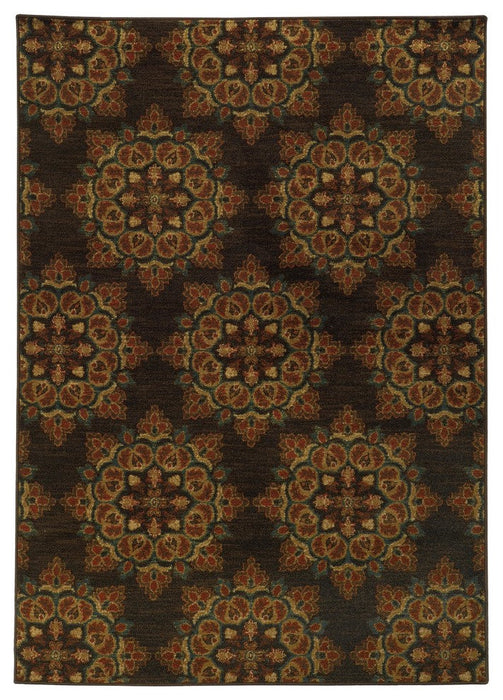 Oriental Weavers Parker 5495C Floral Area Rug, Brown/Blue, 6'7"x9'6" Rectangle