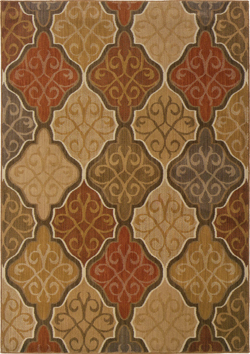 Oriental Weavers Kasbah 3832C Area Rug, Orange/Gold, 9'10"x12'10" Rectangle