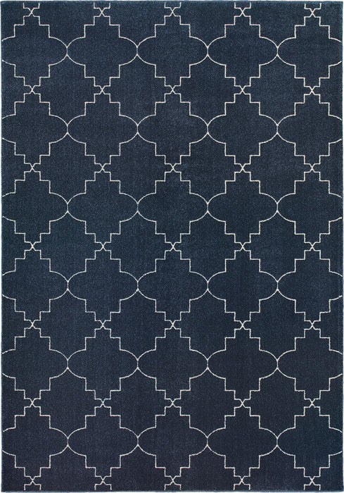 Oriental Weavers Ellerson 5994B Lattice Area Rug, Navy/Ivory, 6'7"x9'6"