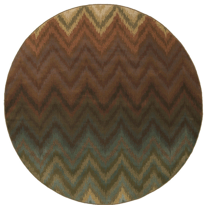 Oriental Weavers Hudson 3458A Brown/Multi Geometric Area Rug, 7'8" Round