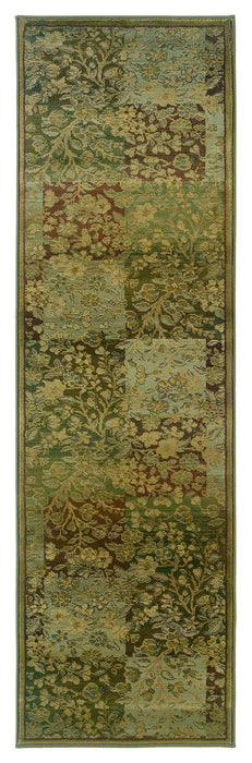 Oriental Weavers Generations 3435Y Floral Area Rug, Green/Gold, 2'3"x7'6" Runner